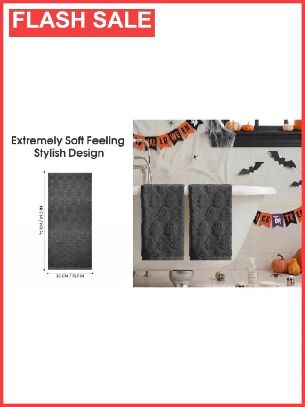 3D Ghost Jacquard Cotton Hand Towels 2 Pc Set Halloween Bathroom Decor